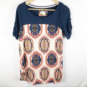 Anthropologie Meadow Rue Ikat Printed Tee size M